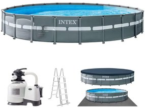 Intex - 26340 Piscina Ultra xtr Frame Rotonda 732x132cm Pompa, Scaletta, Copertura