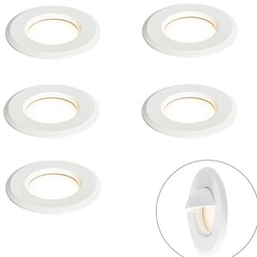 Set di 5 faretti da incasso moderni bianchi con LED IP67 - Linsey