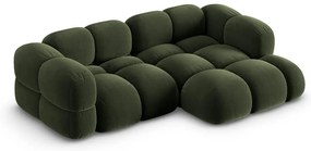Divano angolare verde (con penisola a destra/con chaise lounge) con rivestimento in velluto Loretto – Cosmopolitan Design