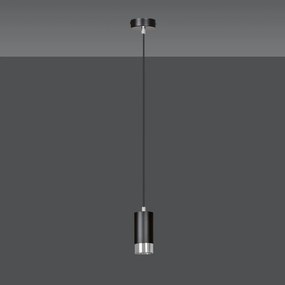 Sospensione Moderna 1 Luce Ivar A Cilindro In Acciaio Nero E Cromo