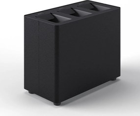 Pattumiera a 3 Scomparti Totale 24 L 48,5x25,5x39 cm con Contenitori Interni in Acciaio Verniciato Nero...