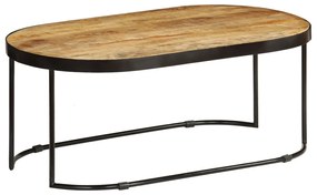 Tavolino Ovale in Massello Grezzo di Mango e Acciaio 100 cm