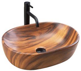 REA-U5060 - Lavabo da appoggio AMELIA 34,5x48 cm ceramica/effetto legno