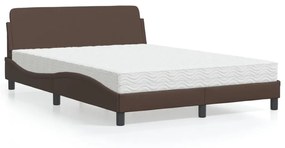 Letto Con Materasso Marrone 140x200cm İn Similpelle /