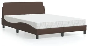 Letto Con Materasso Marrone 140x200cm İn Similpelle /