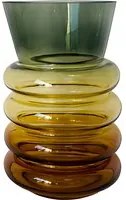 Vaso arredo vetro a cerchi 20 cm verde