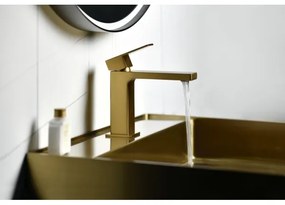 Sapho - Miscelatore per lavabo CUBEMIX 15 cm, finitura oro opaco