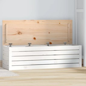 Contenitore Portaoggetti Bianco 109x36,5x33cm Massello Di Pino /