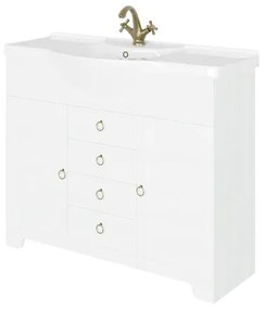 Mobile sottolavabo e lavabo Romantica decape bianco L 105 x H 81.5 x P 31.5 cm 1 vasca, 2 ante 3 cassetti