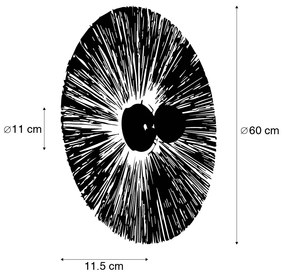 Applique da parete rustica nera con corda 60 cm - Leia