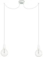 Sospensione Moderna Minimal Metallo Bianco 2 Luci E27 8W 3000K Luce Calda