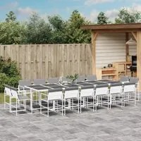 Set da Pranzo da Giardino 17 pz con Cuscini Bianco in Textilene 3295097