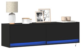 Mobile Tv A Parete Con Luci Led Nero 140x31x38 Cm /