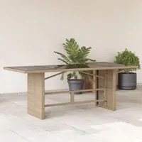 Tavolo da Giardino con Piano Vetro Beige 190x80x74cm Polyrattancod mxl 86594