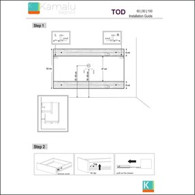 Mobile bagno sospeso 80 cm con due cassetti e piano bianco solid surface TOD-80SS - KAMALU