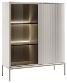 Vetrina 2 ante con LED in MDF e Vetro fumé Beige e Nero OVILA