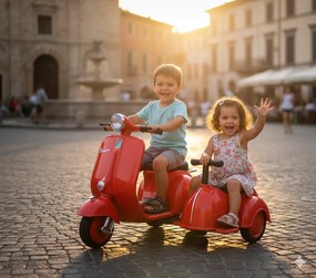 Piaggio Vespa con Sidecar Small Elettrica 6V per Bambini Rossa...