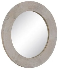 Specchio da parete Bianco Naturale Cristallo Legno di mango Legno MDF Verticale Rotondo 61 x 2,5 x 61 cm