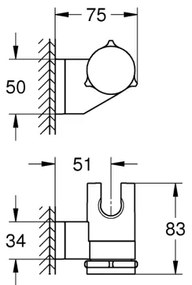 GROHE 261832431 - VITALIO UNIVERSAL Supporto doccia a parete, nero