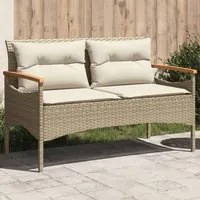 Panchina da Giardino con Cuscini 116x62,5x74cm Beige Polyrattan 368403