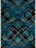 KEK Amsterdam Carta da parati Art Deco Animaux Butterfly Gold - Blue