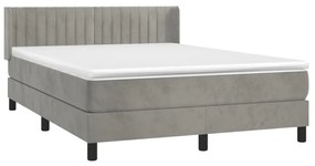 Giroletto a molle con materasso grigio chiaro 140x190cm velluto