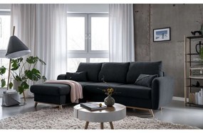 Divano letto angolare grigio scuro, angolo sinistro Scandic Lagom - Miuform