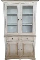 Cristalliera 2 porte legno shabby bianco anticato 117x46x220 - Mobili 2G