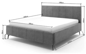 Letto matrimoniale imbottito grigio chiaro con contenitore con rete inclusa 180x200 cm Lizzano – Meise Möbel