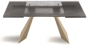 Tavolo allungabile 240 cm WATERS base in metallo Beige e piano in vetro Fumč