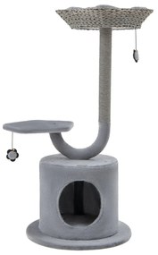 Costway Albero per gatti con telaio curvo in metallo tiragraffi, Torre per gatti di taglia grande e piccola alta 106cm Grigio