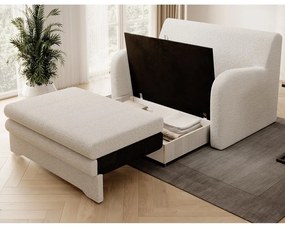 Divano bianco allungabile/con contenitore e rivestimento in bouclé 130 cm Ario – ELTAP