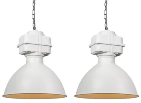 Set di 2 lampade a sospensione industriali piccole bianco opaco - Sicko