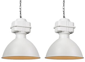 Set di 2 lampade a sospensione industriali piccolo bianco opaco - Sicko