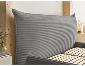 Letto matrimoniale grigio imbottito con spazio contenitivo con griglia inclusa 180x200 cm Jade – Bobochic Paris