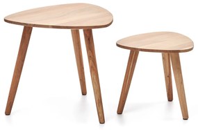 Kave Home - Set Eluana di 2 tavolini ad incastro in massello di acacia finitura naturale