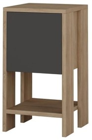 Comodino antracite con dettagli in legno di quercia Garetto Ema - Homitis
