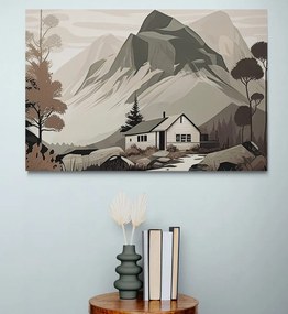 Quadro su tela – Chalet scandinavo in montagna