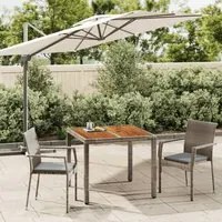 Set da Pranzo da Giardino 3 pz con Cuscini in Polyrattan Grigio 3184993