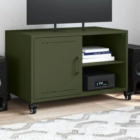 Mobile tv verde oliva 68x39x43,5cm in acciaio laminato a freddo