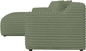 Divano angolare verde (con penisola a sinistra e chaise lounge) rivestito in velluto a coste Martin – Ropez