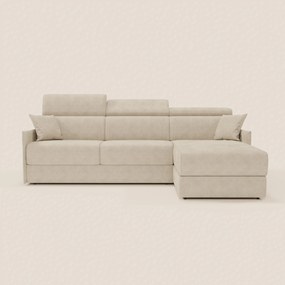 Miryam divano letto angolare compatto - poggiatesta reclinabili e penisola contenitore in tessuto smacchiabile T31