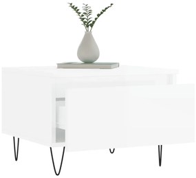 Tavolino da salotto bianco lucido 50x46x35 cm legno multistrato