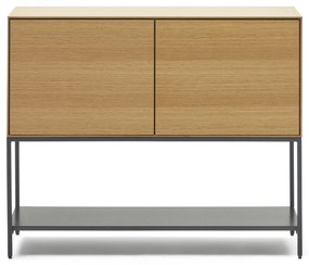 Kave Home - Credenza Vedrana 2 ante impiallacciate rovere e gambe in acciaio nero 97,5 x 80 cm