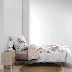 Set copripiumino e federa da bambini bianco/rosa in cotone per letto singolo 140x200 cm Lilibelle – douceur d'intérieur