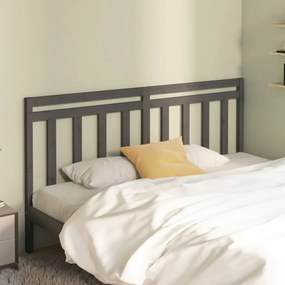 Testiera Per Letto Grigia 206x4x100cm İn Legno Massello Di Pino /