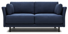 Kave Home - Divano 2 posti Gilma in velluto a coste blu spesso e gambe in finitura nera, 170 cm FR