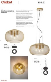 Redo 01-3139 - Plafoniera CROKET 3xE27/42W/230V diametro 40 cm oro