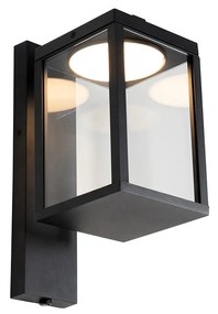 Lampa da parete esterna nera con LED e sensore crepuscolare - Ferdinand