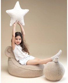 Pouf a sacco per bambini marrone chiaro con rivestimento in bouclé Bear – Wigiwama